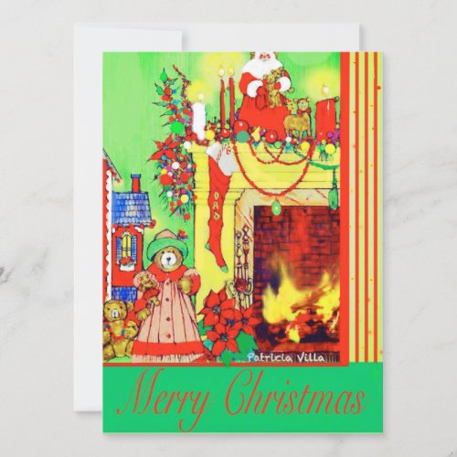 Christmas Hearth and Teddy Bears Holiday Card