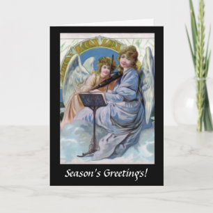 Christmas Heavenly Angels Playing Violin Holiday Card