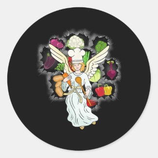 Christmas Heavenly Cooking Vegetables Kitchen Chef Classic Round Sticker