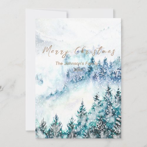 Christmas  heavy snow pine forest 2 card
