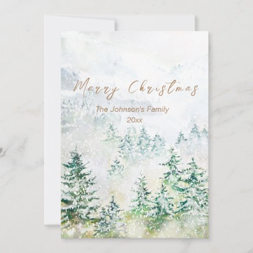 Christmas  heavy snow pine forest card