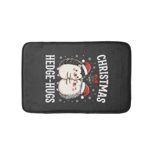 Christmas Hedge-Hugs Cute Hedgehog Holiday Bath Mat