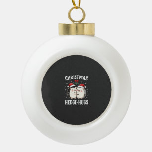 Christmas Hedge-Hugs Cute Hedgehog Holiday Ceramic Ball Christmas Ornament