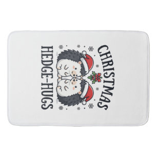Christmas Hedge-Hugs Cute Hedgehog Holiday Design Bath Mat