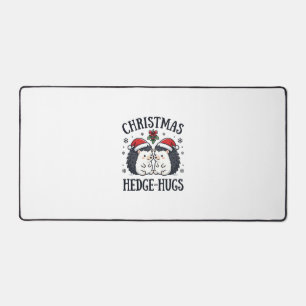 Christmas Hedge-Hugs Cute Hedgehog Holiday Design Desk Mat