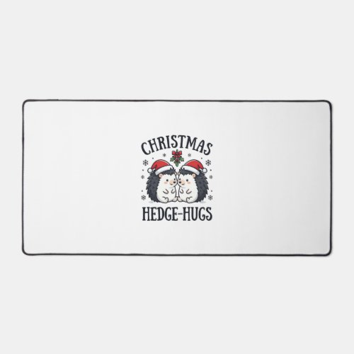 Christmas Hedge-Hugs Cute Hedgehog Holiday Design Desk Mat