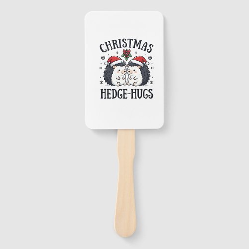 Christmas Hedge-Hugs Cute Hedgehog Holiday Design Hand Fan