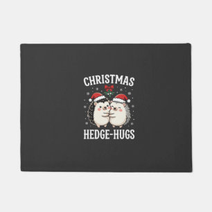 Christmas Hedge-Hugs Cute Hedgehog Holiday Doormat