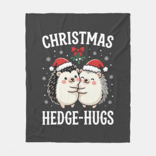 Christmas Hedge-Hugs Cute Hedgehog Holiday Fleece Blanket