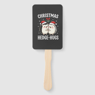 Christmas Hedge-Hugs Cute Hedgehog Holiday Hand Fan