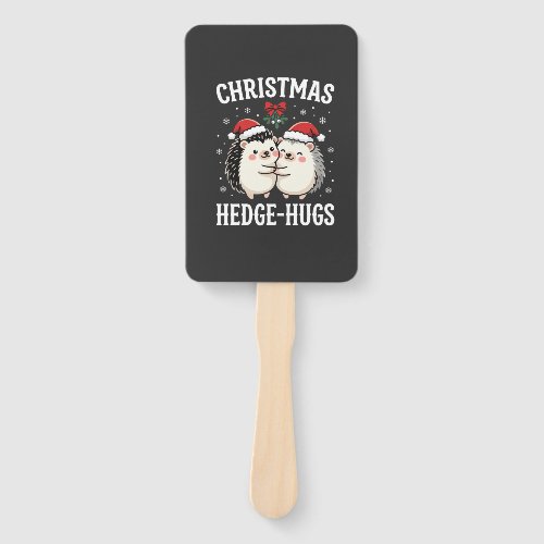 Christmas Hedge-Hugs Cute Hedgehog Holiday Hand Fan