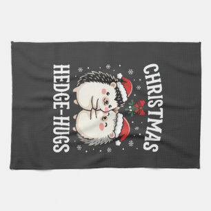 Christmas Hedge-Hugs Cute Hedgehog Holiday Kitchen Towel