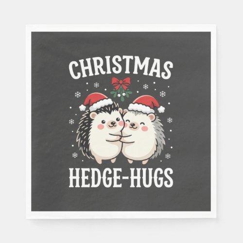 Christmas Hedge-Hugs Cute Hedgehog Holiday Napkins