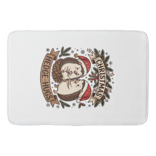 Christmas Hedge Hugs Hedgehogs Santa Hats Snowflak Bath Mat