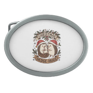 Christmas Hedge Hugs Hedgehogs Santa Hats Snowflak Belt Buckle