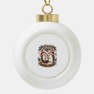 Christmas Hedge Hugs Hedgehogs Santa Hats Snowflak Ceramic Ball Christmas Ornament
