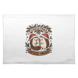 Christmas Hedge Hugs Hedgehogs Santa Hats Snowflak Cloth Placemat