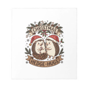 Christmas Hedge Hugs Hedgehogs Santa Hats Snowflak Notepad