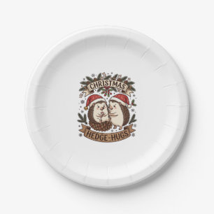 Christmas Hedge Hugs Hedgehogs Santa Hats Snowflak Paper Plates