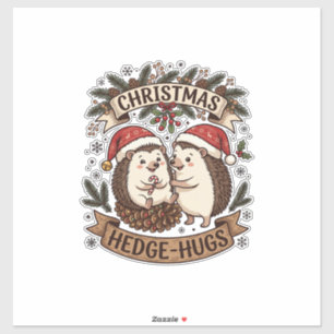 Christmas Hedge Hugs Hedgehogs Santa Hats Snowflak Sticker