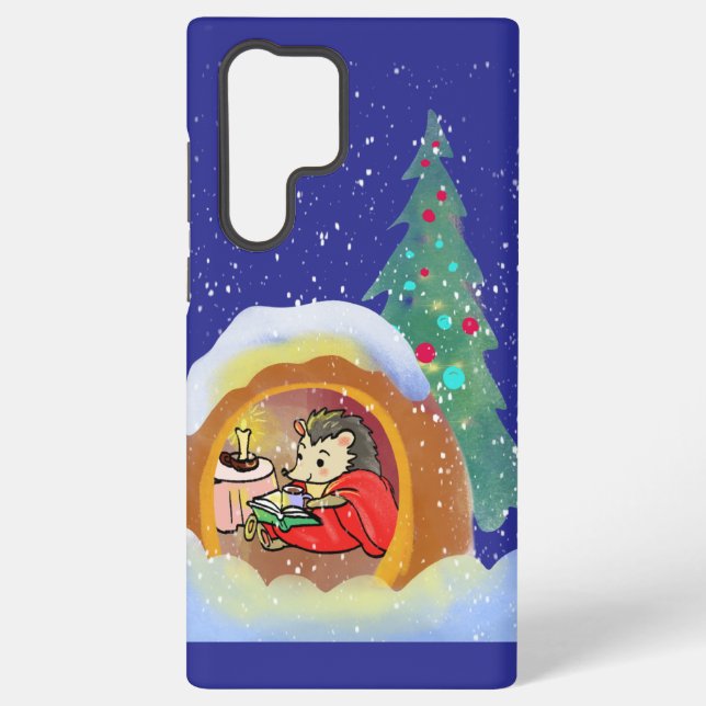 Christmas hedgehog and Christmas tree Samsung Galaxy Case (Back)