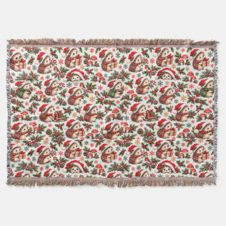 Christmas Hedgehog Woodland Wishes Throw Blanket