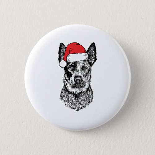 Christmas Heeler Santa Dog Holiday  Button