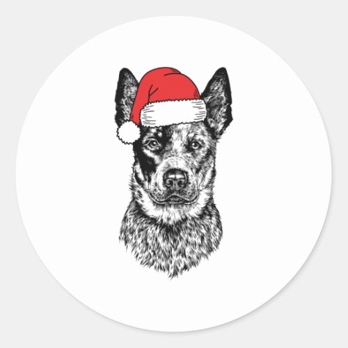 Christmas Heeler Santa Dog Holiday  Classic Round Sticker