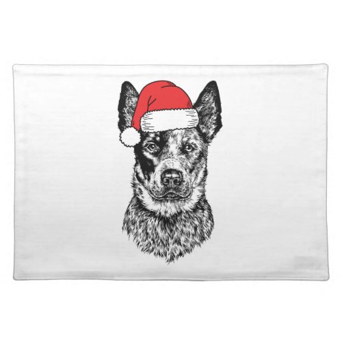 Christmas Heeler Santa Dog Holiday  Cloth Placemat
