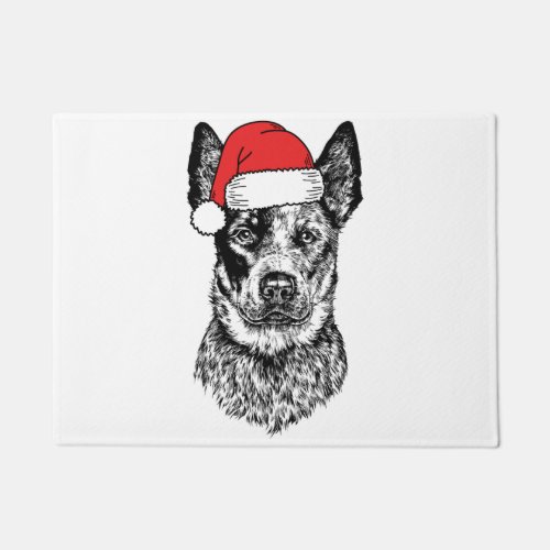 Christmas Heeler Santa Dog Holiday  Doormat