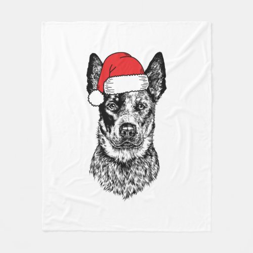 Christmas Heeler Santa Dog Holiday  Fleece Blanket