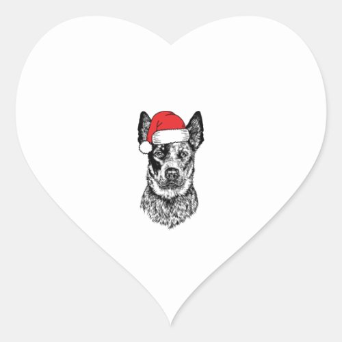 Christmas Heeler Santa Dog Holiday  Heart Sticker