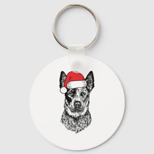 Christmas Heeler Santa Dog Holiday  Keychain