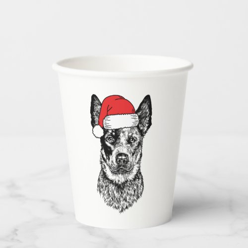Christmas Heeler Santa Dog Holiday  Paper Cups