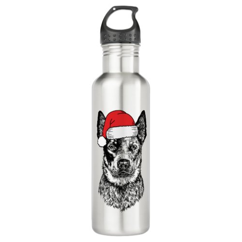 Christmas Heeler Santa Dog Holiday  Stainless Steel Water Bottle