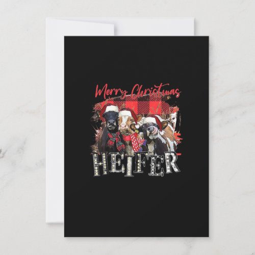 Christmas Heifer Santa Hat Christmas Lights Cow Lo Invitation