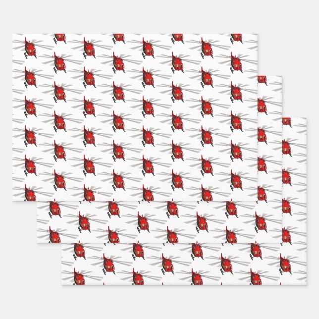 Christmas Heli Pilot Wrapping Paper Sheets (Set)