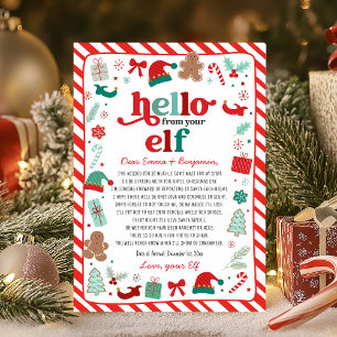 Christmas Hello from Elf I'm Back Letter Invitation