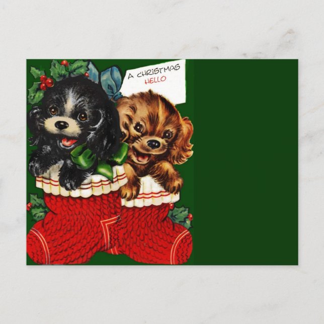 Christmas Hello Puppies Holiday Postcard (Front)