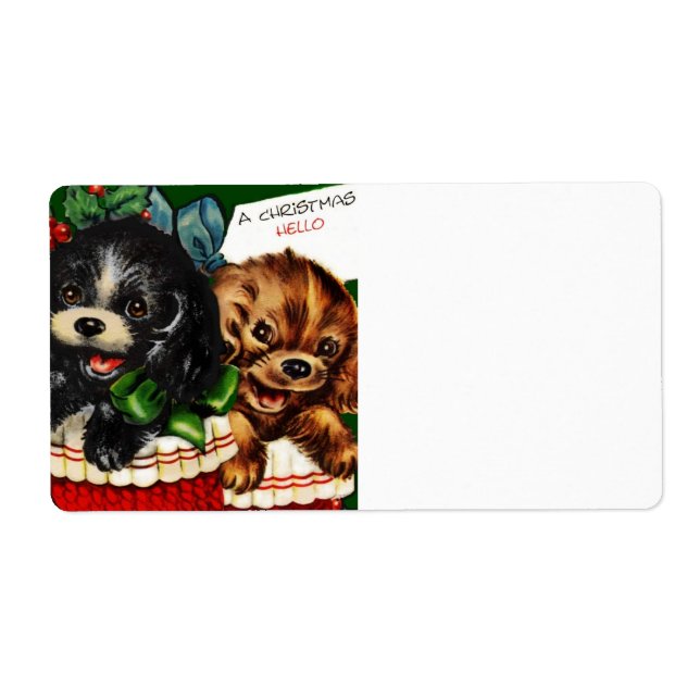 Christmas Hello Puppies Label (Front)