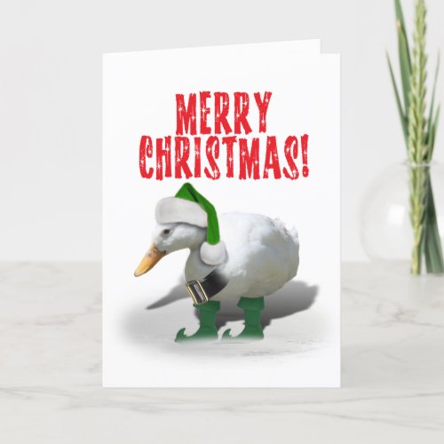 Christmas  Helper Duck Elf Holiday Card