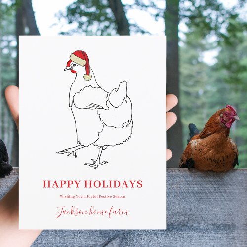 Christmas Hen Farm Business Budget Holiday Postcard