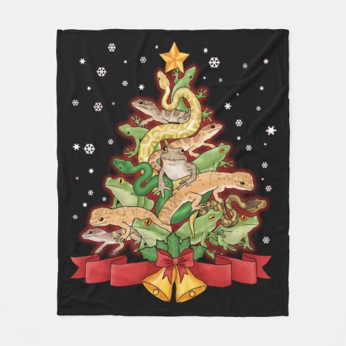 Christmas Herping Gift Herpetology Frog Snake Herp Fleece Blanket