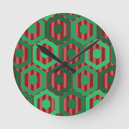 Christmas Hexagons  Round Clock