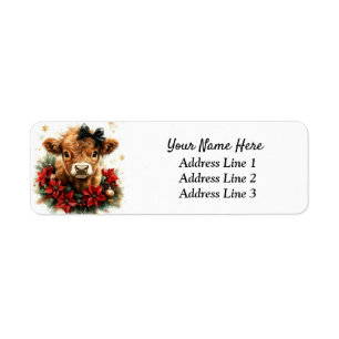 Christmas Highland Calf Return Address Label