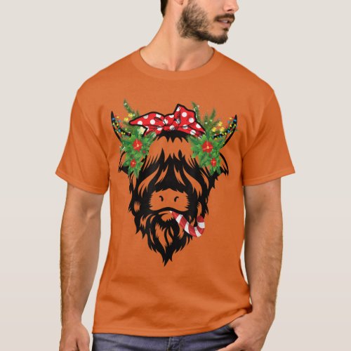 Christmas Highland Cow Funny Farm Animal  T_Shirt