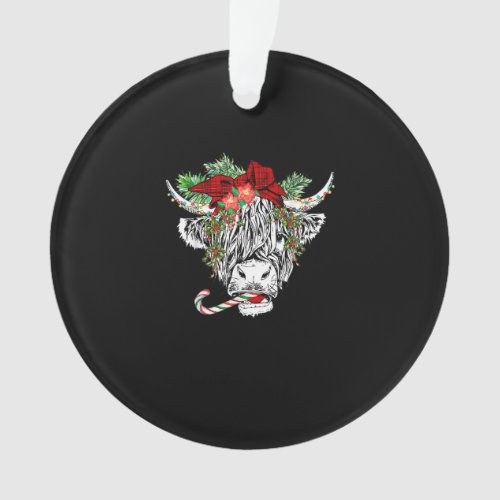 Christmas Highland Cow Merry Christmas Happy Holid Ornament