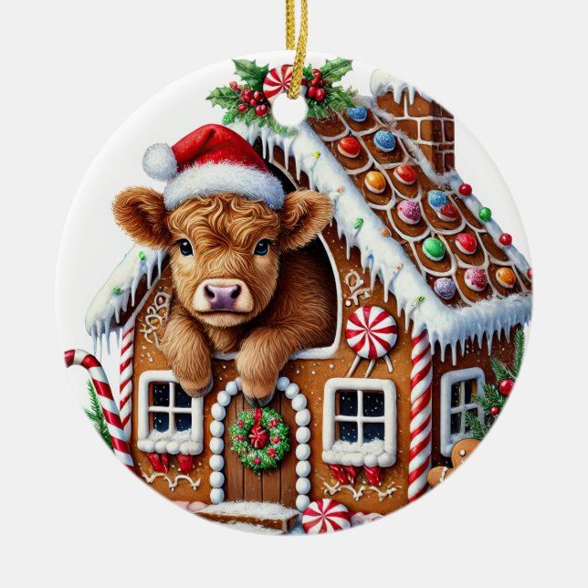 Christmas Highland Cow Ornament (Front)