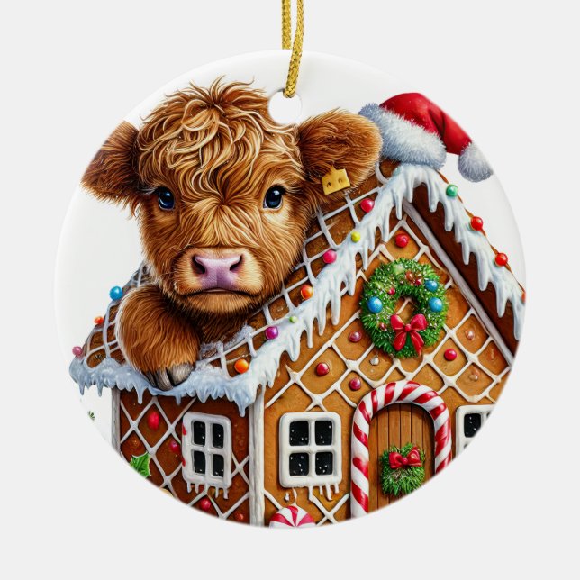 Christmas Highland cow ornament (Front)