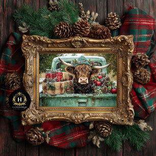 Christmas Highland Cow Rustic Truck Decoupage Tissue Paper